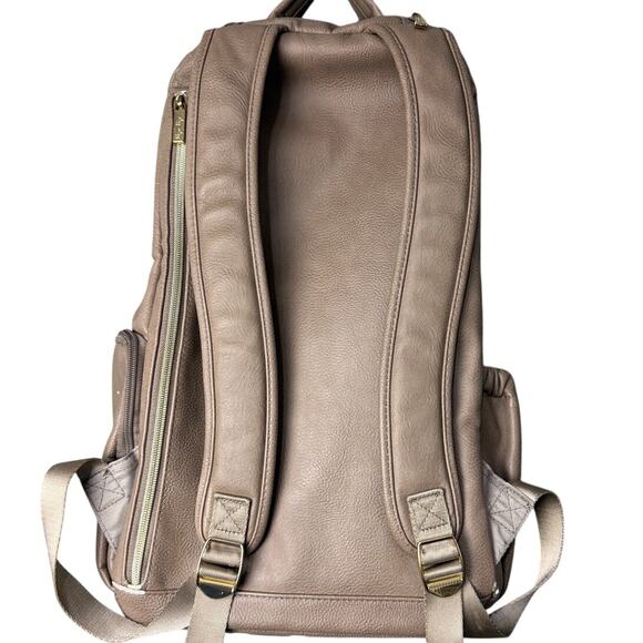 Itzy Ritzy Boss Plus Diaper Bag Backpack Vanilla Latte Vegan Leather BossMom - Picture 2 of 10